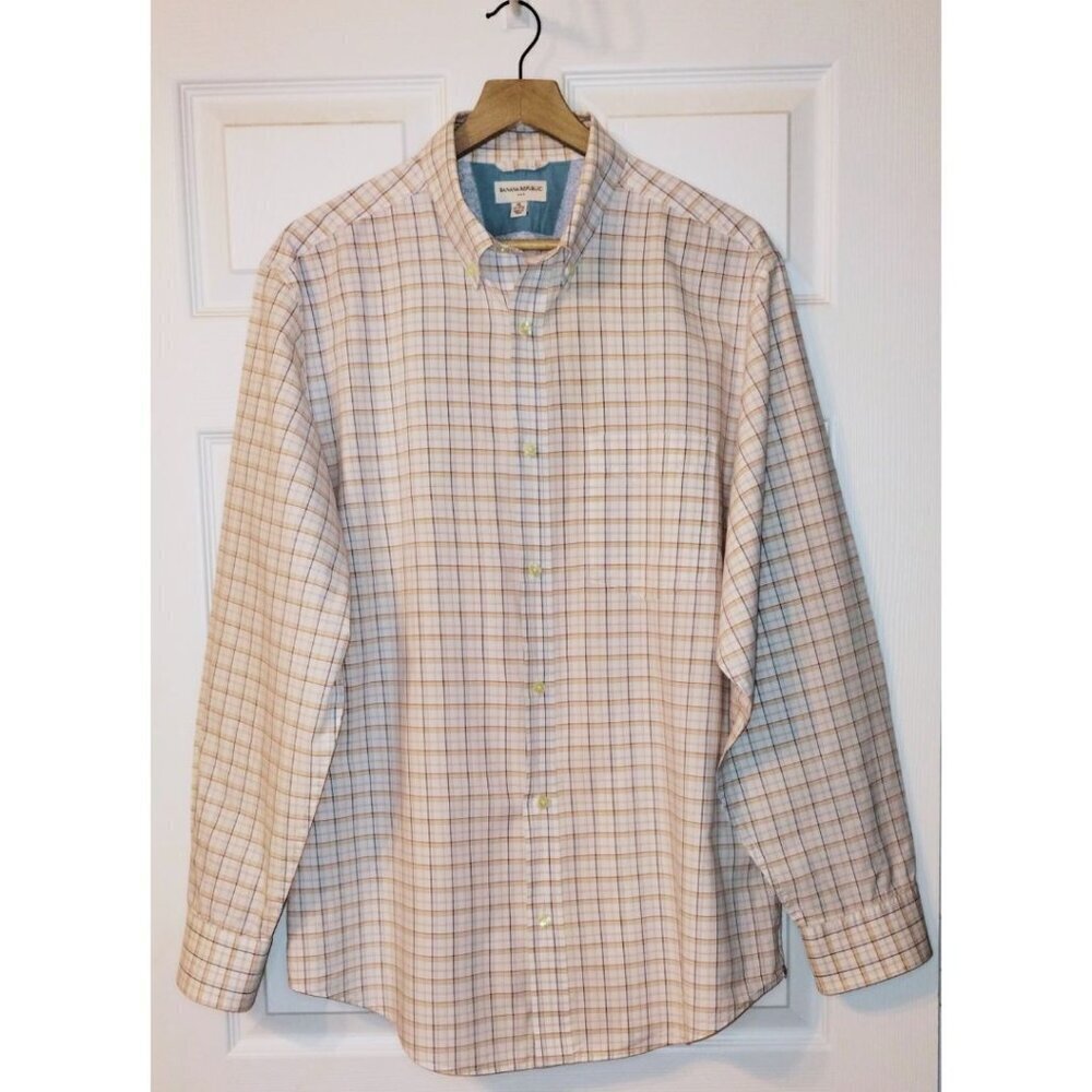 Men's Banana Republic Button-Up Plaid Dress Shirt (Size: XL - 17/17.5)